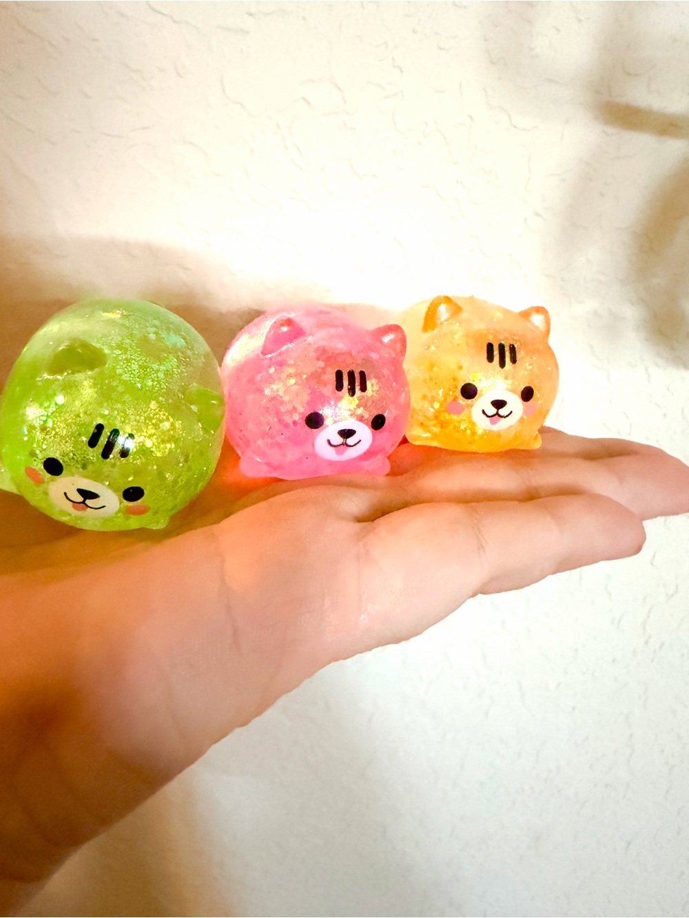 Colourful Sugar Squish Toy Trio - Green, Pink, Orange